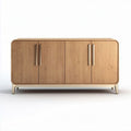 Bamboo sideboard with three doors and metal handles 100 x 45 x 75cm