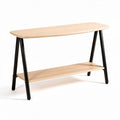 Wood console table with black metal legs and lower shelf 120 x 40 x 75cm