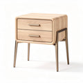 Wooden nightstand with two drawers and metal legs 50 x 40 x 60cm