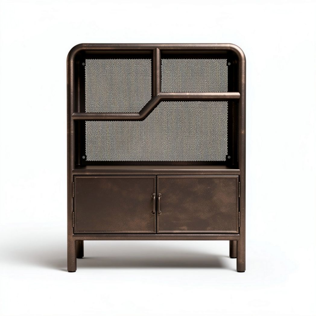 Industrial metal storage cabinet with mesh back and dual doors 100 x 40 x 150cm