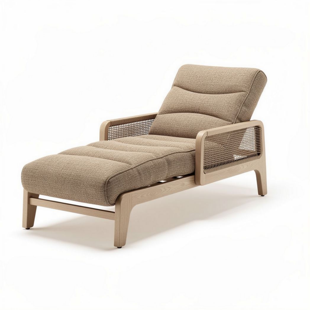 Outdoor lounge chair in beige fabric with aluminum frame 150 x 70 x 85cm