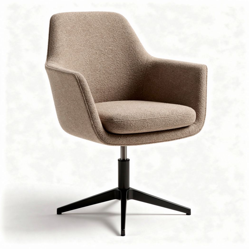 Swivel accent chair with fabric upholstery and metal base 60 x 60 x 80cm