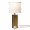 Metal table lamp with white fabric shade and marble base 20 x 20 x 40cm