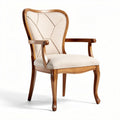 Upholstered dining chair with wooden frame and cream fabric 50 x 60 x 90cm