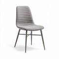 Fabric dining chair with metal legs and ribbed design in gray 50 x 45 x 85cm