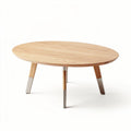 Round wooden coffee table with silver metal legs 60 x 60 x 40cm