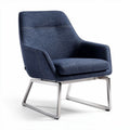 Denim upholstered accent chair with stainless steel frame for living room