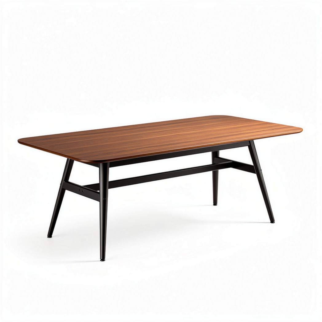 Wood dining table with black metal legs 200 x 100 x 75cm